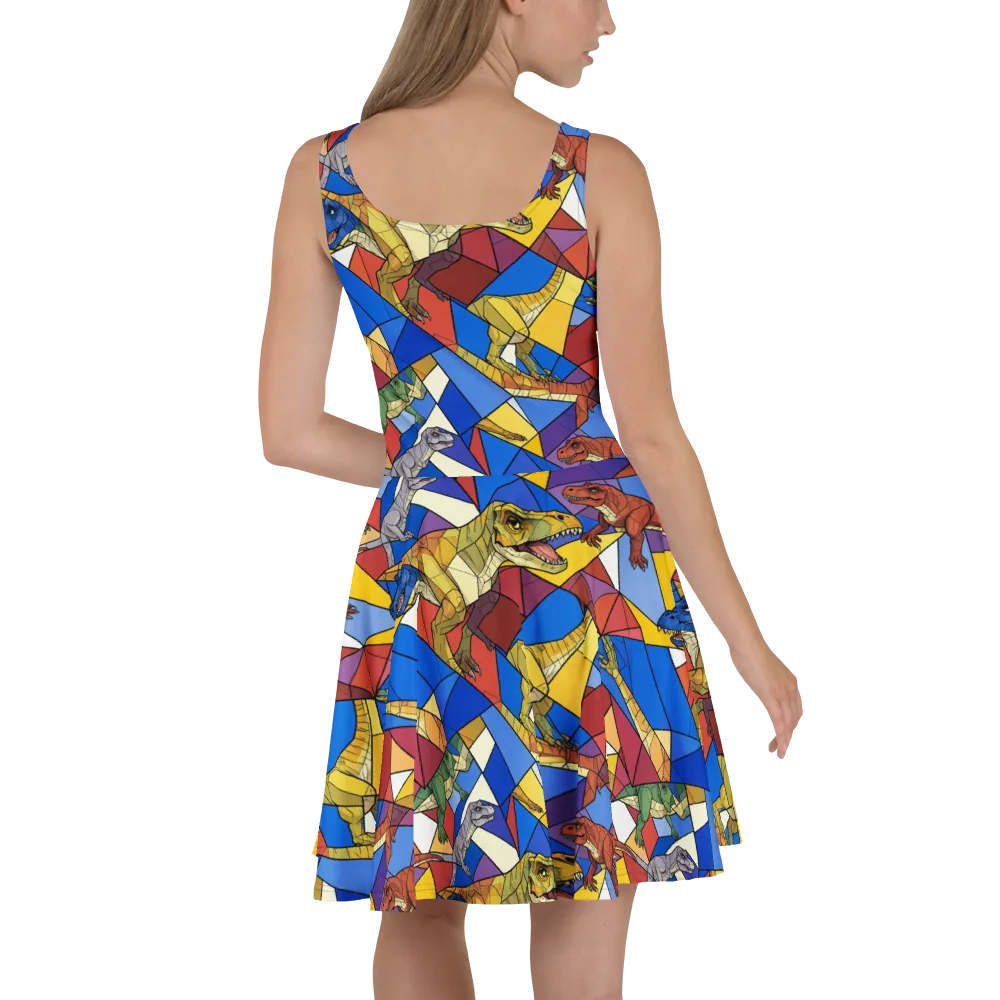 Jurassic Mosaic on Skater Dress — Back