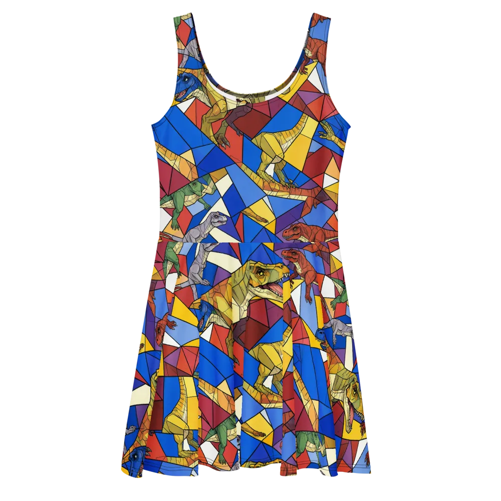 Jurassic Mosaic on Skater Dress — Front