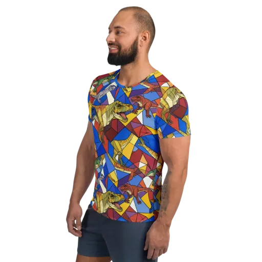Jurassic Mosaic on a Men's Athletic T-Shirt