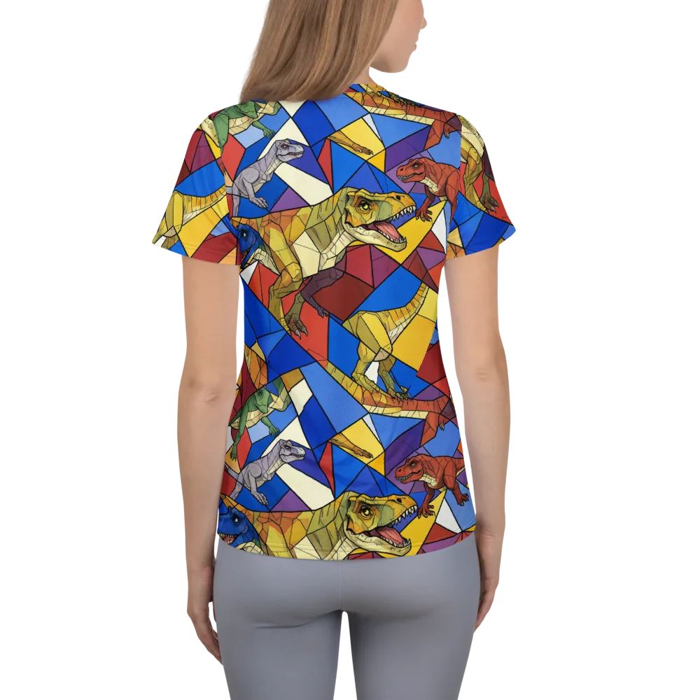 Jurassic Mosaic on Women's Athletic T-Shirt — Back