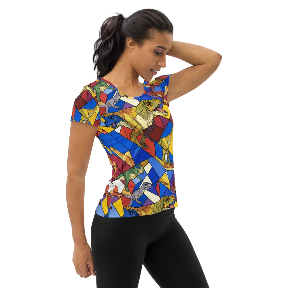 Jurassic Mosaic on Women's Athletic T-Shirt — Right