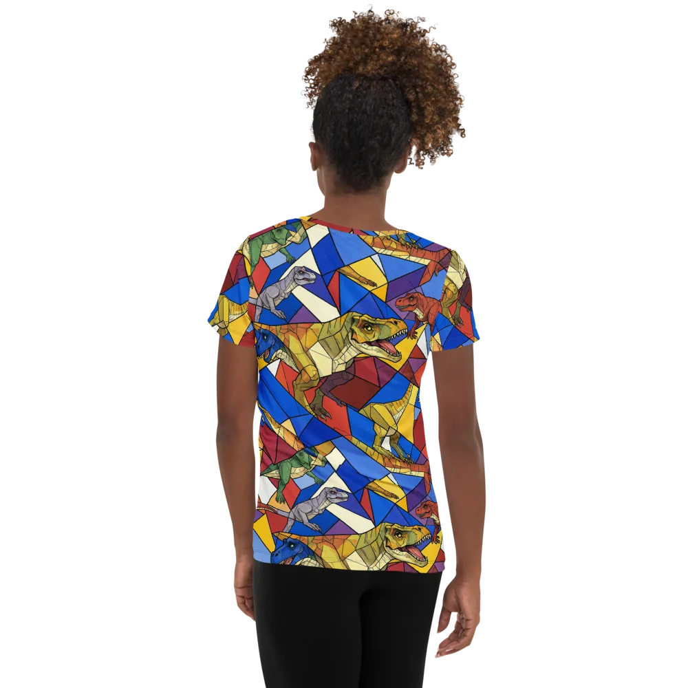Jurassic Mosaic on Women's Athletic T-Shirt — Back