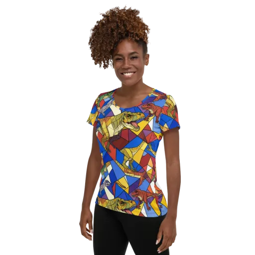 Jurassic Mosaic on a Women's Athletic T-Shirt