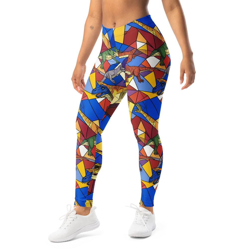 Jurassic Mosaic on Leggings — Left Front