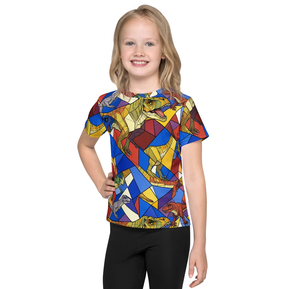 Jurassic Mosaic on Kids Crew Neck T-Shirt — Front