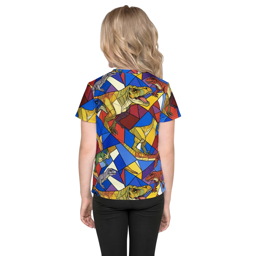 Jurassic Mosaic on Kids Crew Neck T-Shirt — Back