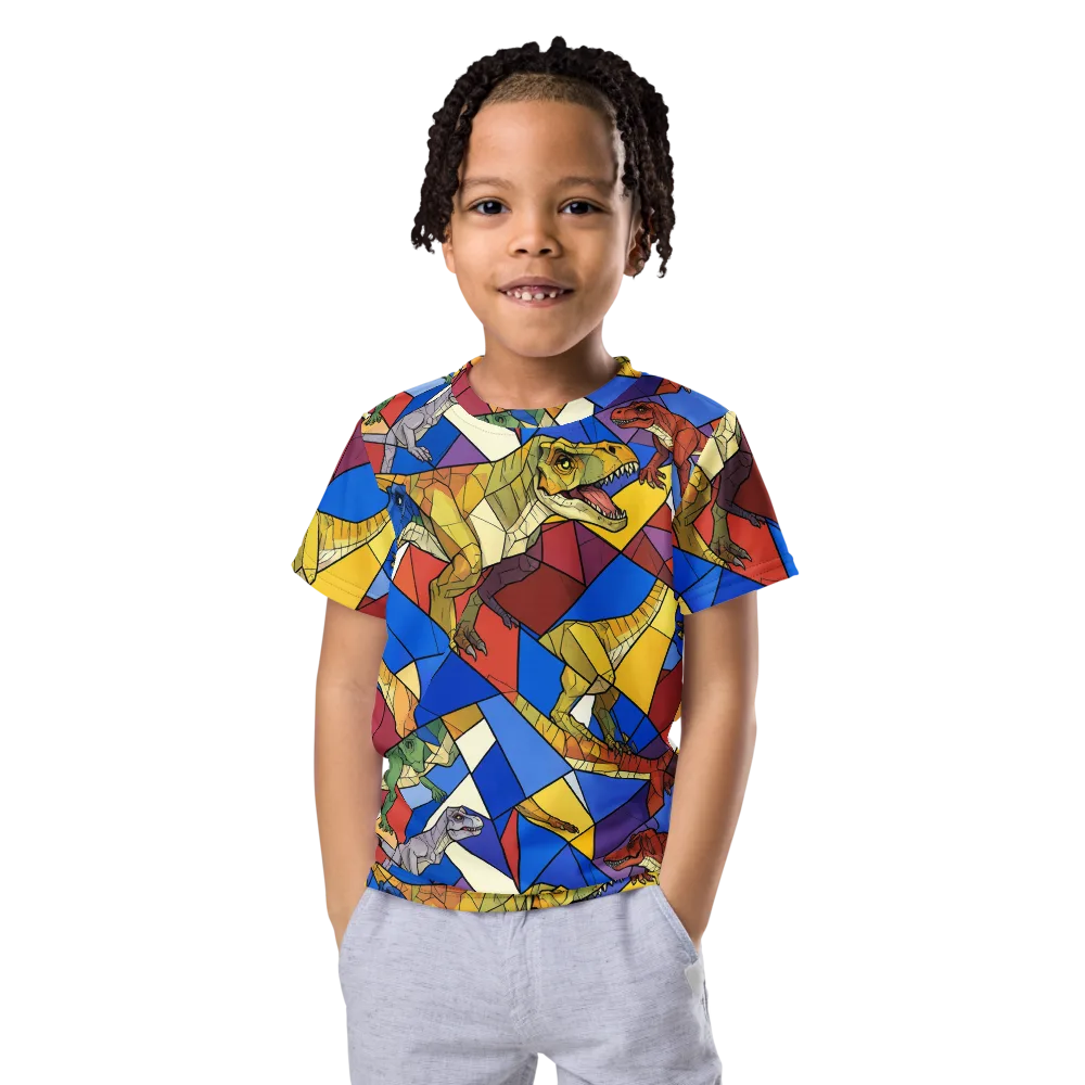 Jurassic Mosaic on Kids Crew Neck T-Shirt — Front