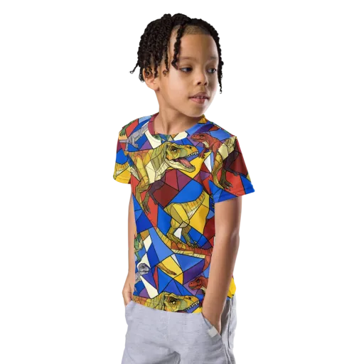 Jurassic Mosaic on a Kids Crew Neck T-Shirt