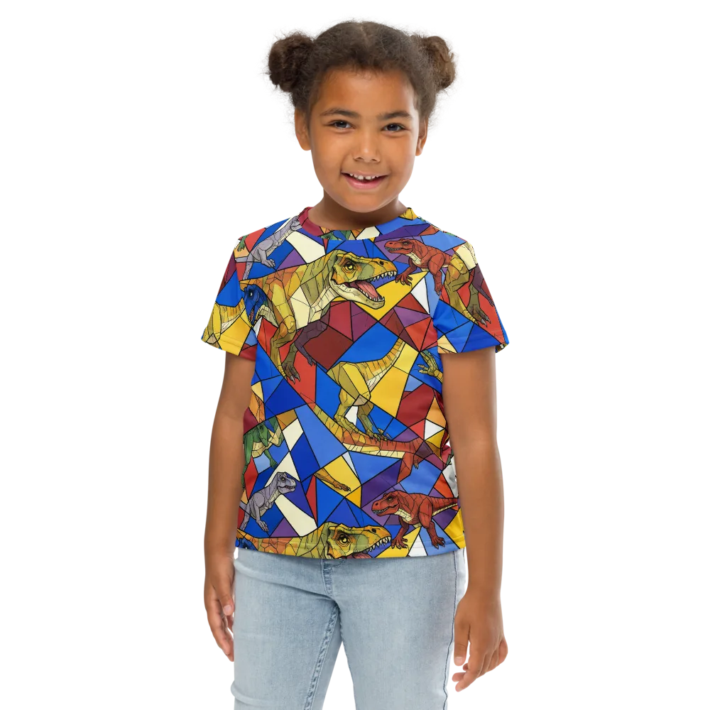 Jurassic Mosaic on Kids Crew Neck T-Shirt — Front