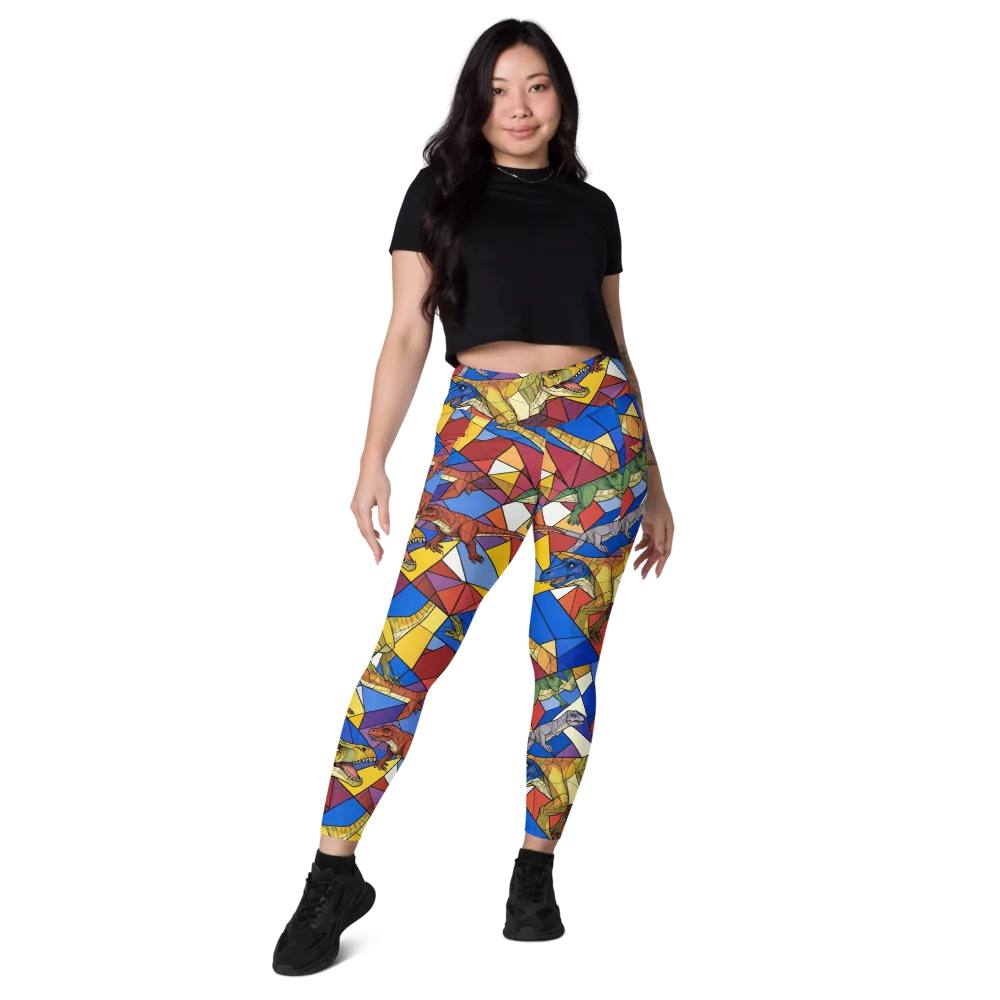 Jurassic Mosaic on Leggings with Pockets — Front