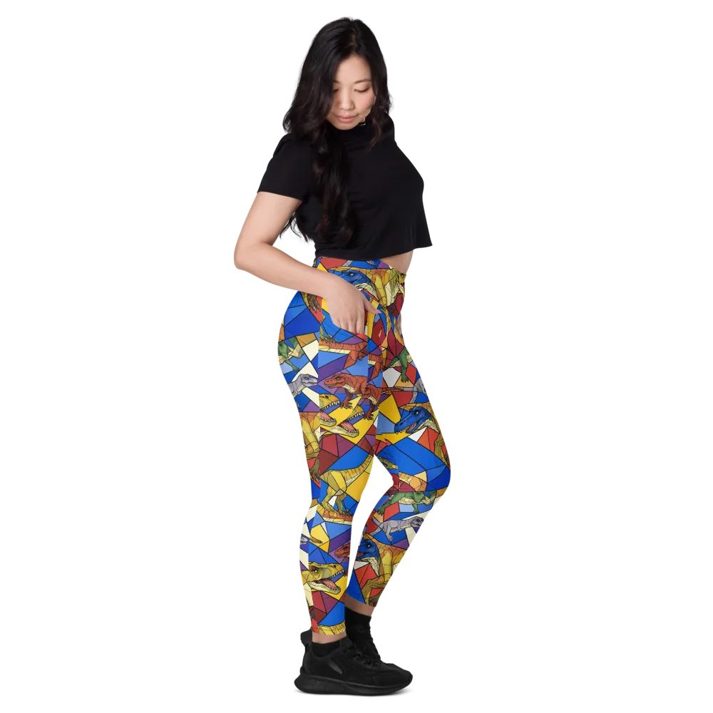 Jurassic Mosaic on Leggings with Pockets — Right