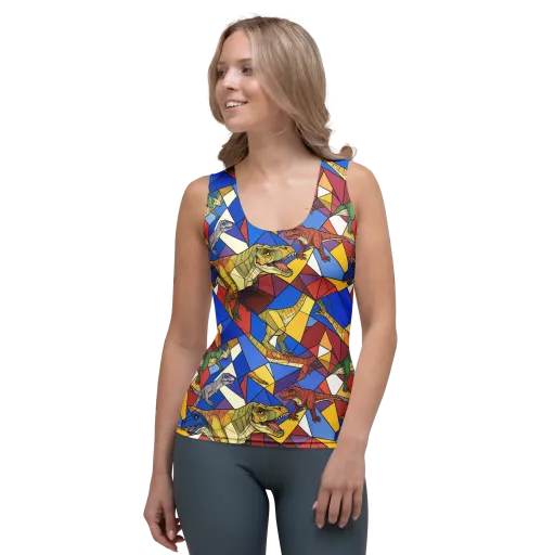 Jurassic Mosaic on a Women's Tank Top