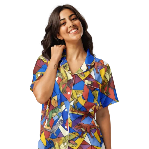 Jurassic Mosaic on a Women's Short Sleeve Pajama Top