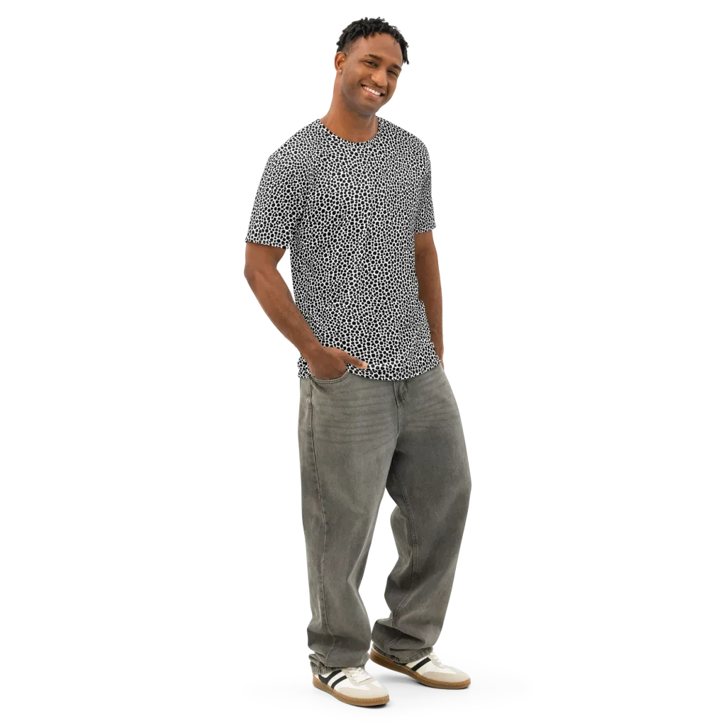 Noir Pebble on Men's Cotton Crew Neck T-Shirt — Right Front