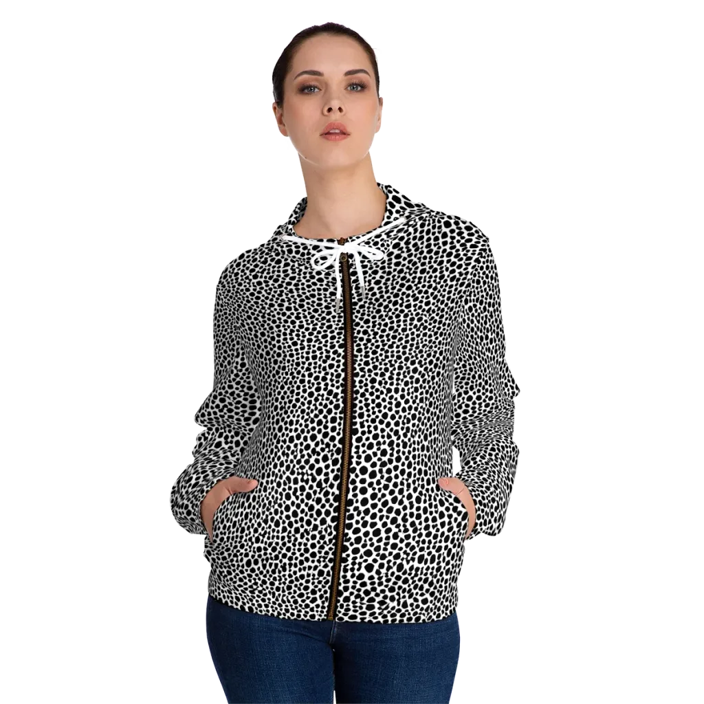 Noir Pebble on Women's Full-Zip Hoodie — Front On Person