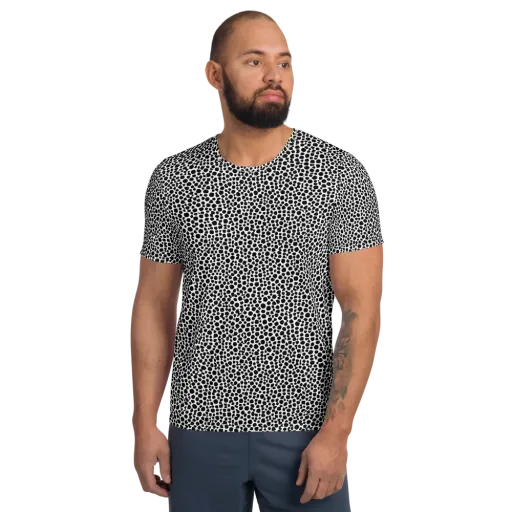 Noir Pebble on a Men's Athletic T-Shirt