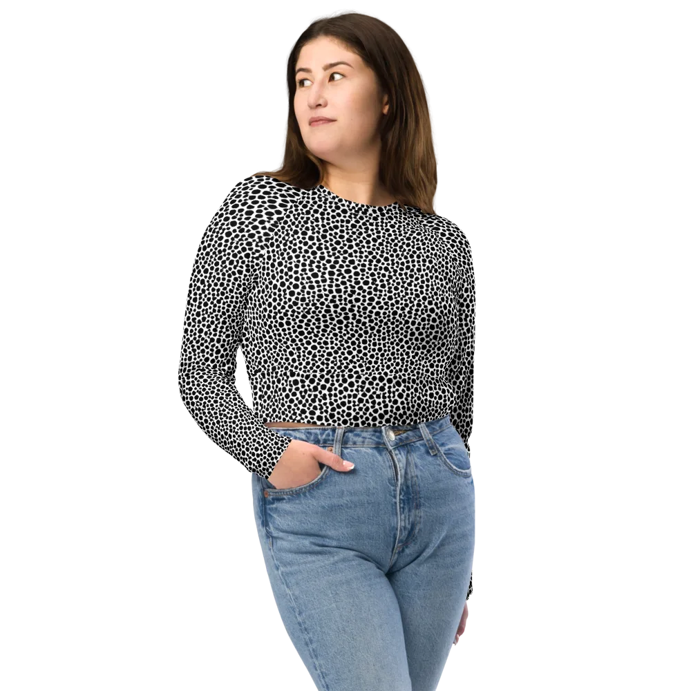 Noir Pebble on Long Sleeve Crop Top — Front