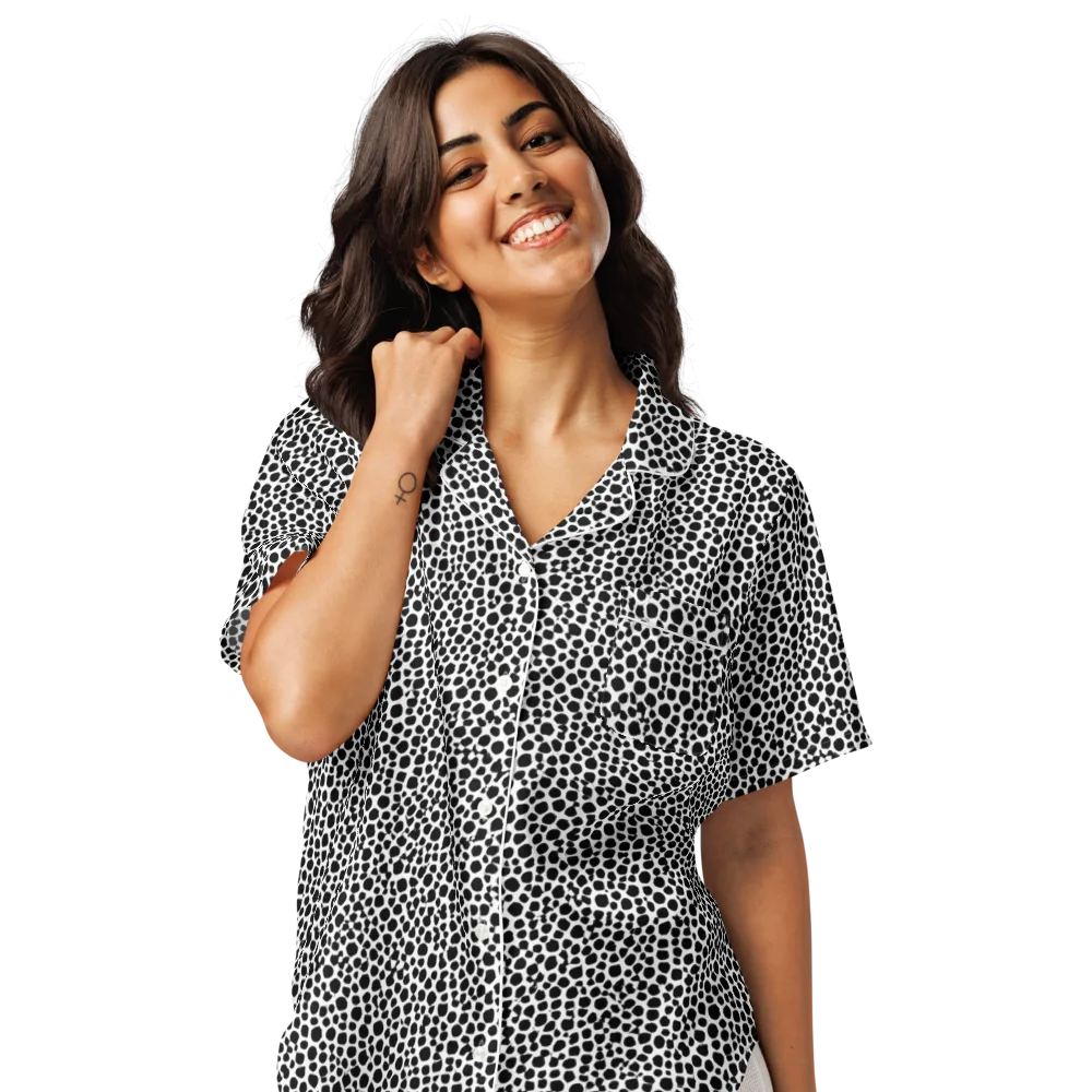 Noir Pebble on Women's Short Sleeve Pajama Top — Front