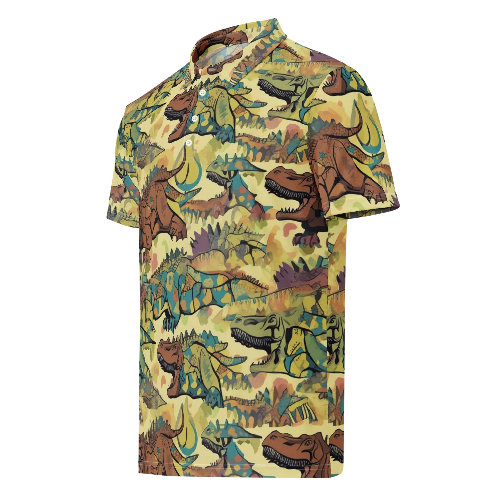 Dino Dreamscape on Men's Slim Fit Polo Shirt — Left Front