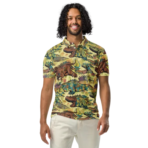Dino Dreamscape on a Men's Slim Fit Polo Shirt