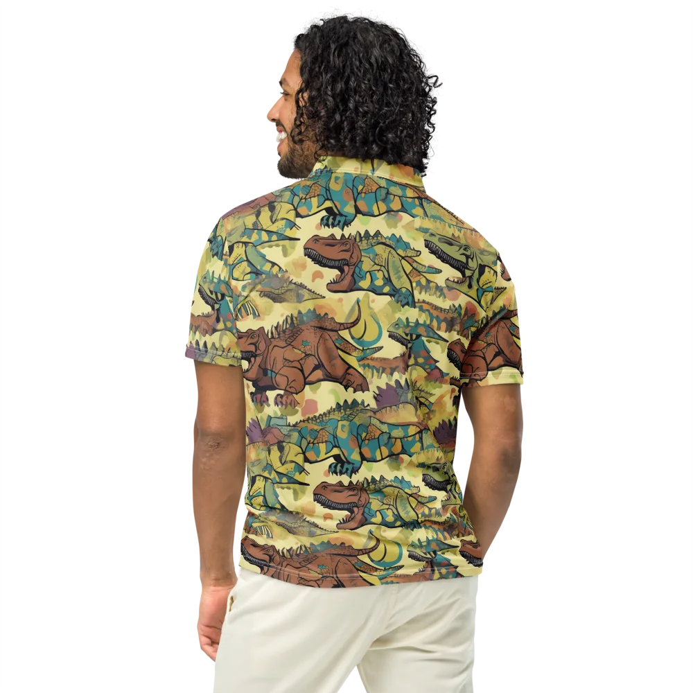 Dino Dreamscape on Men's Slim Fit Polo Shirt — Back