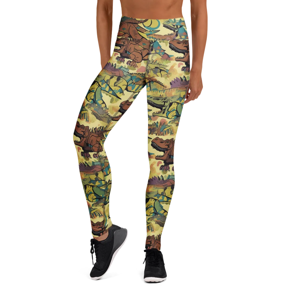 Dino Dreamscape on Yoga Leggings — Front