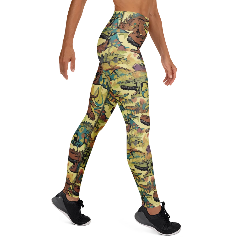 Dino Dreamscape on Yoga Leggings — Right