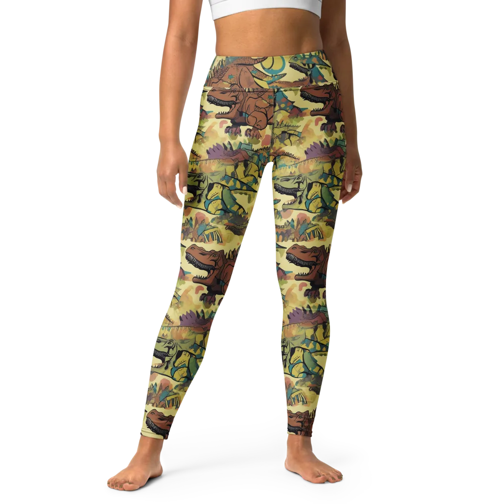 Dino Dreamscape on Yoga Leggings — Front