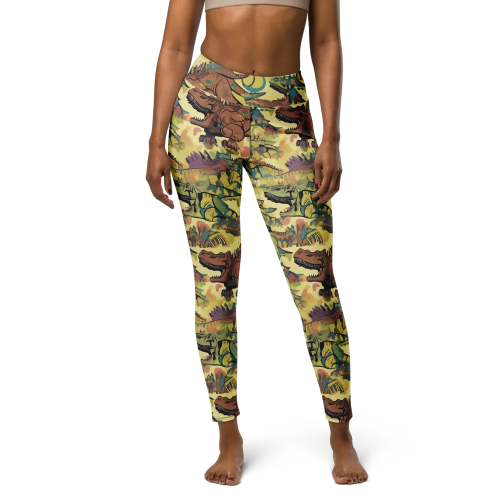 Dino Dreamscape on Yoga Leggings — Front