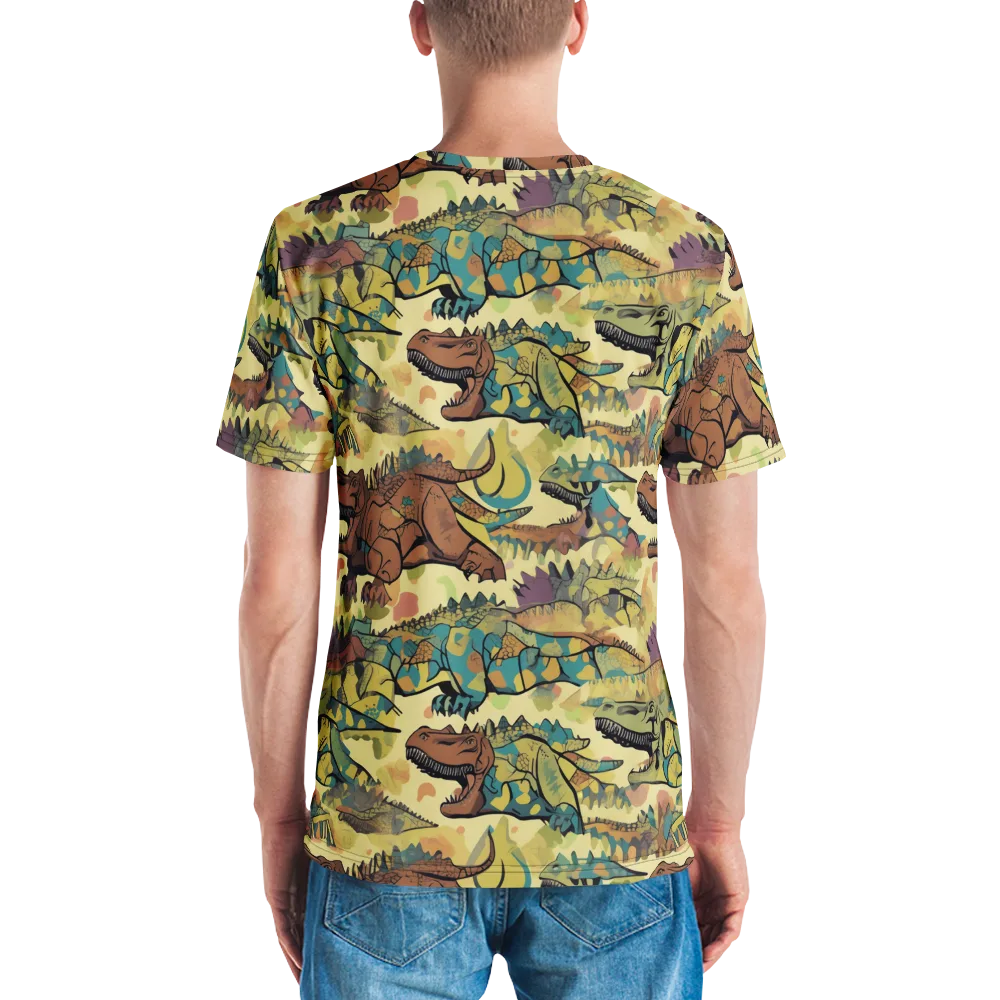 Dino Dreamscape on Men's Crew Neck T-Shirt — Back