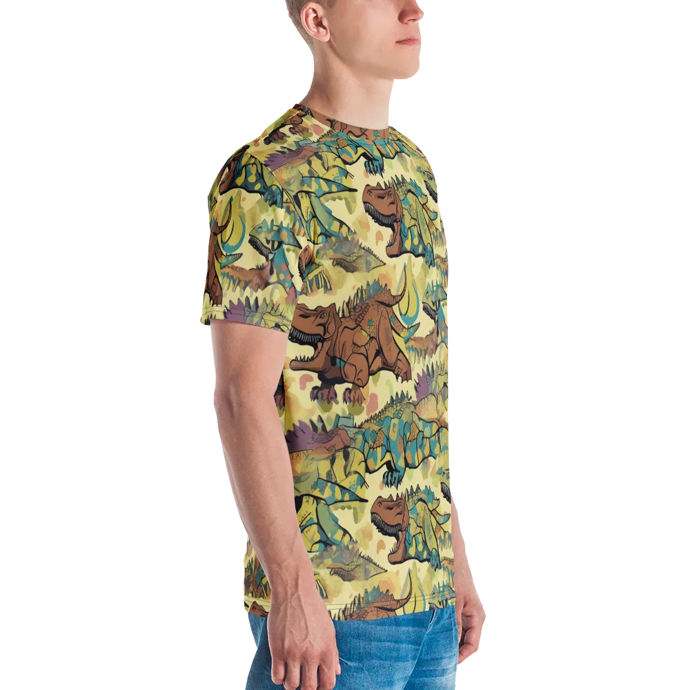 Dino Dreamscape on Men's Crew Neck T-Shirt — Right