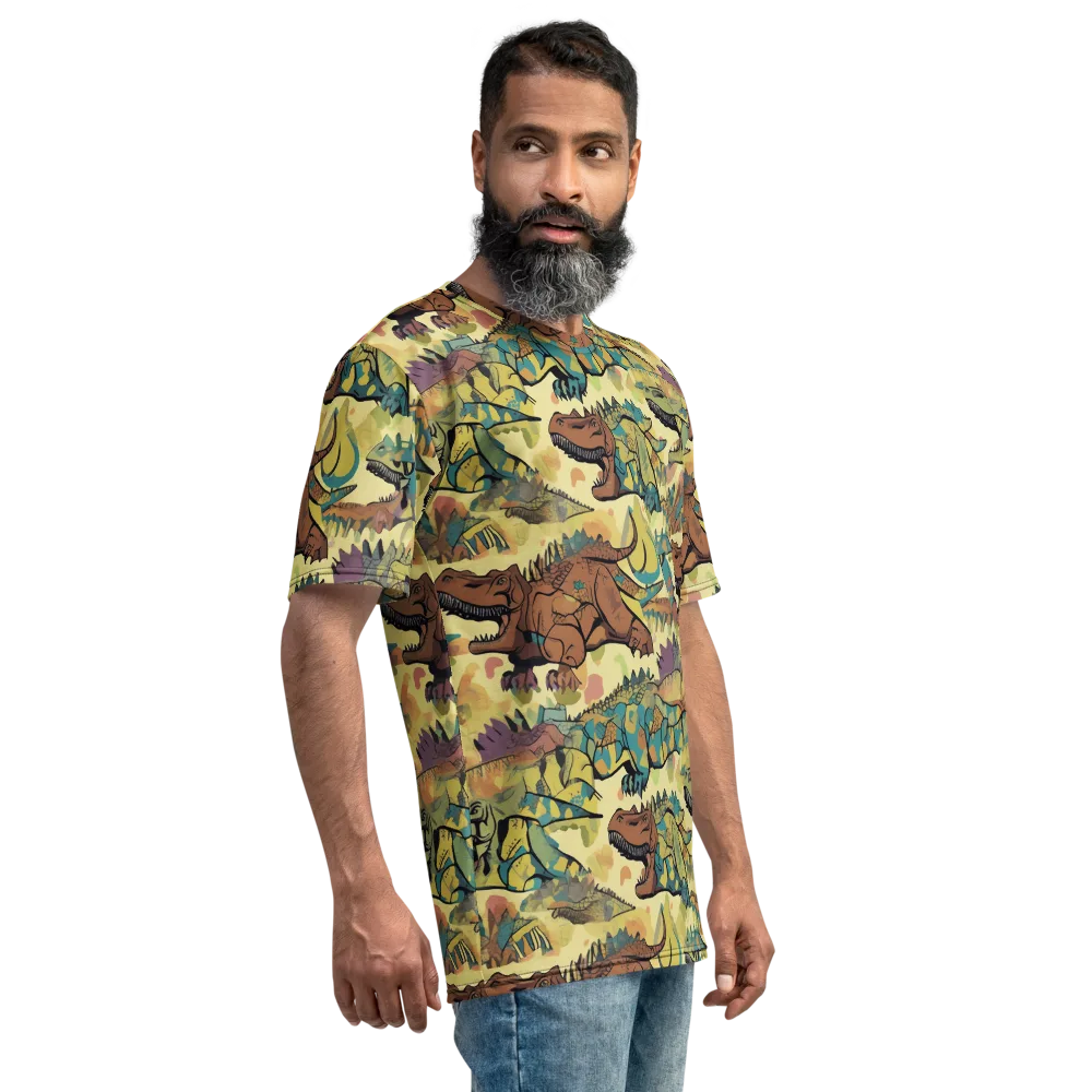 Dino Dreamscape on Men's Crew Neck T-Shirt — Right