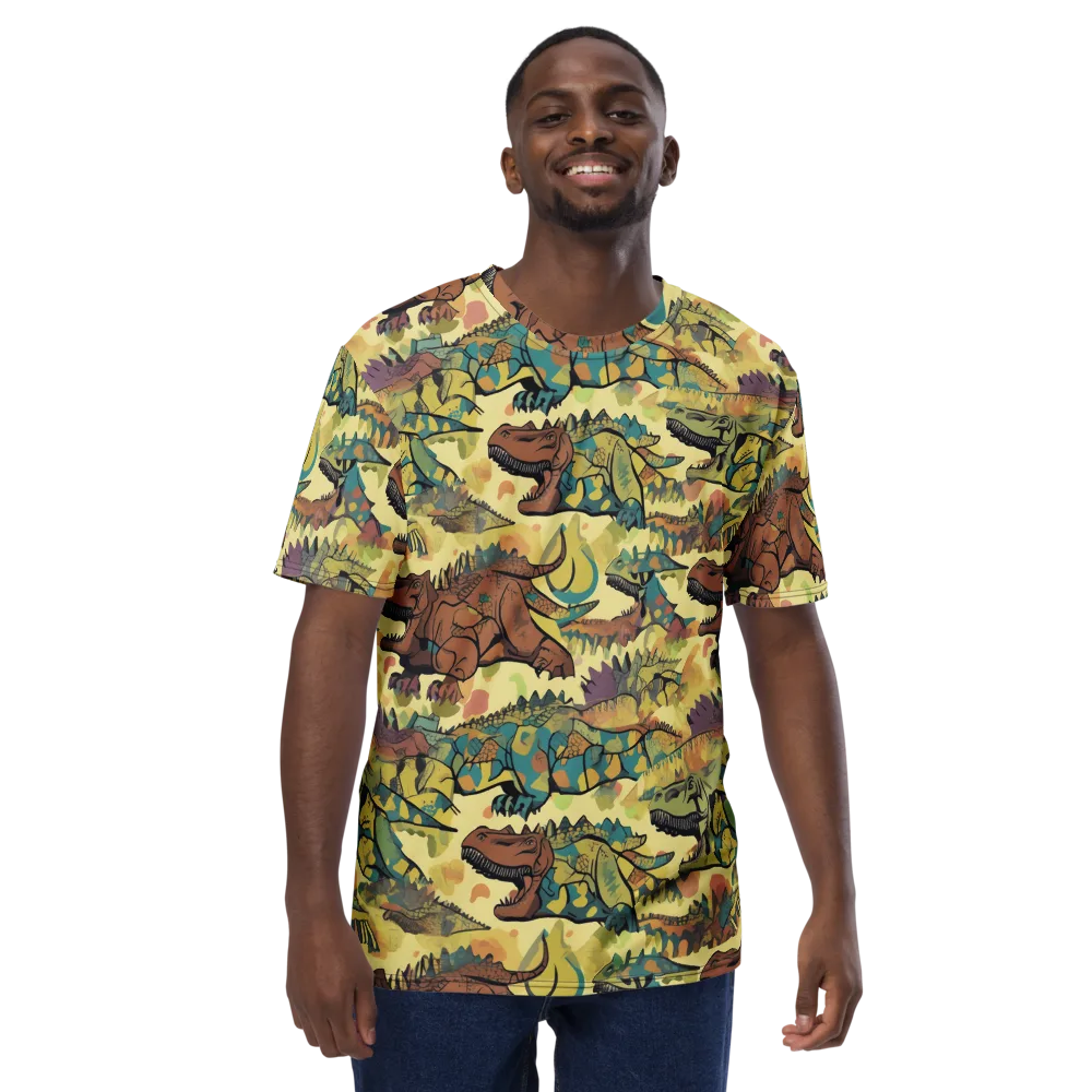 Dino Dreamscape on Men's Crew Neck T-Shirt — Front