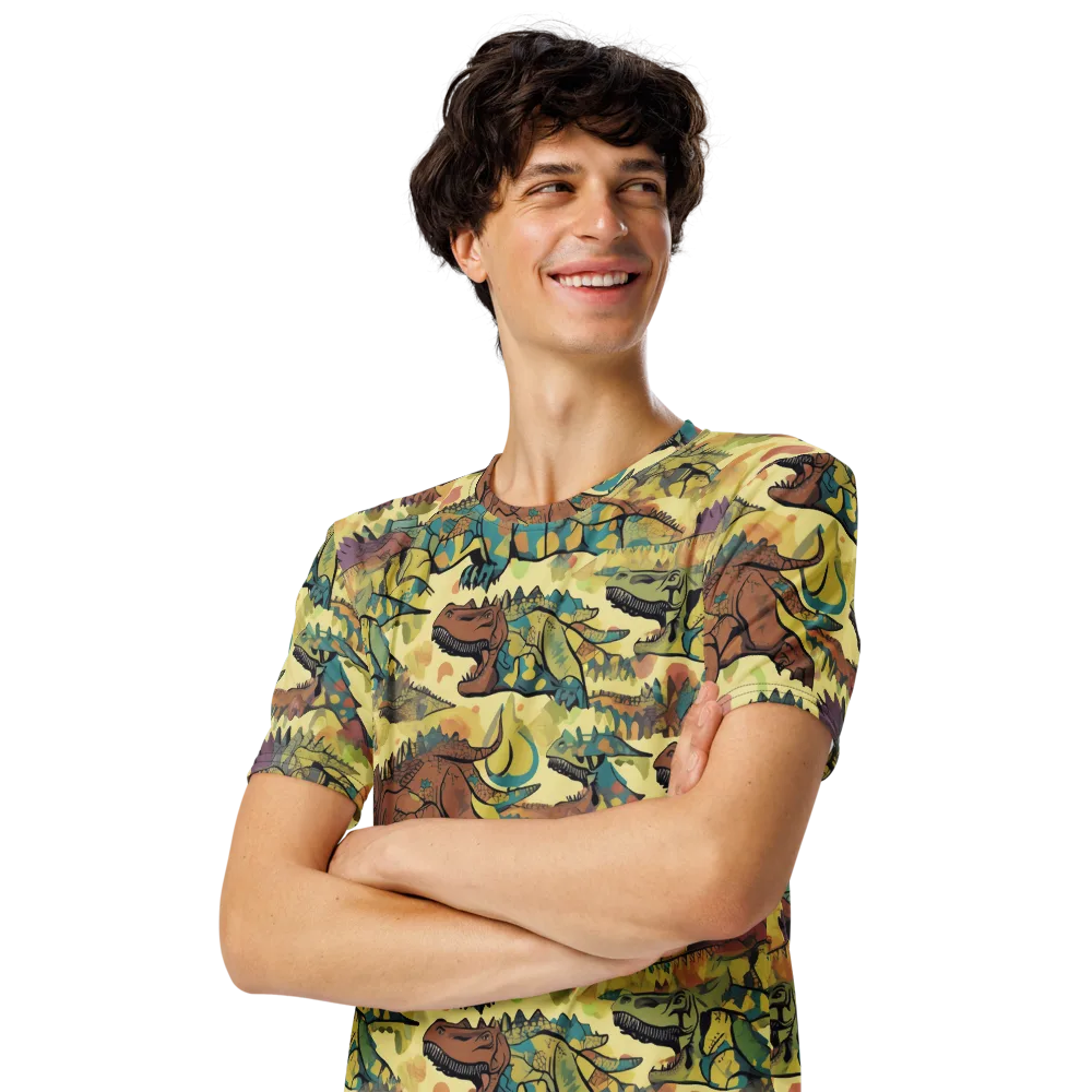 Dino Dreamscape on Men's Crew Neck T-Shirt — Left Front
