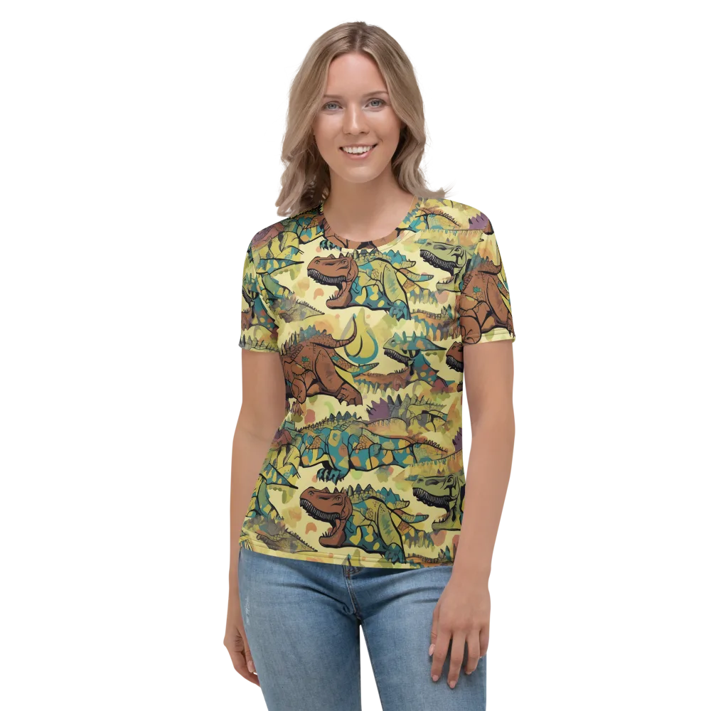 Dino Dreamscape on Women's Crew Neck T-Shirt — Front