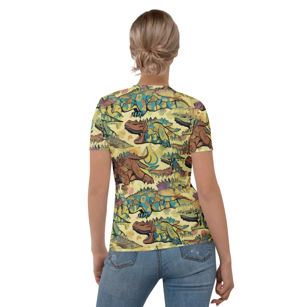 Dino Dreamscape on Women's Crew Neck T-Shirt — Back