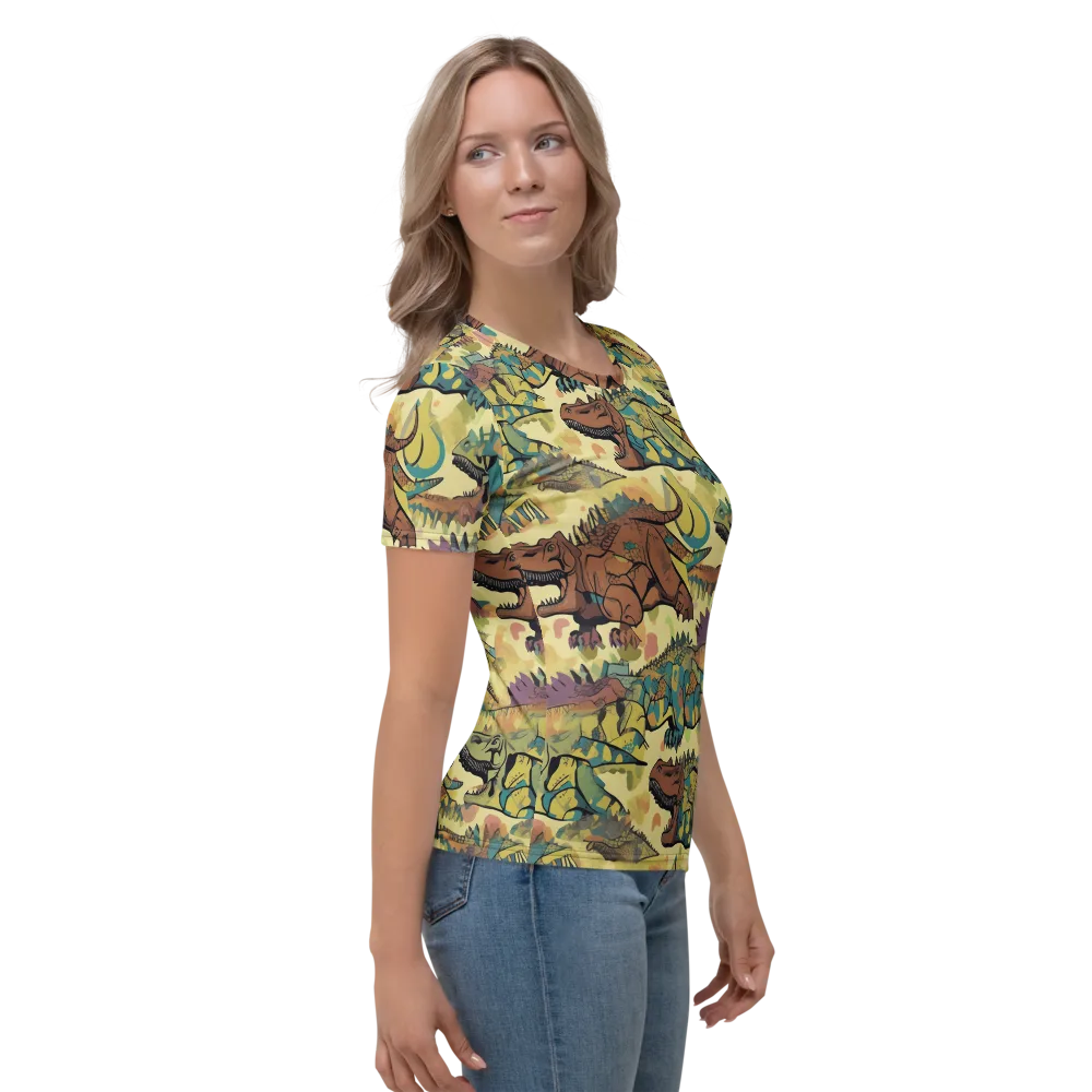 Dino Dreamscape on Women's Crew Neck T-Shirt — Right