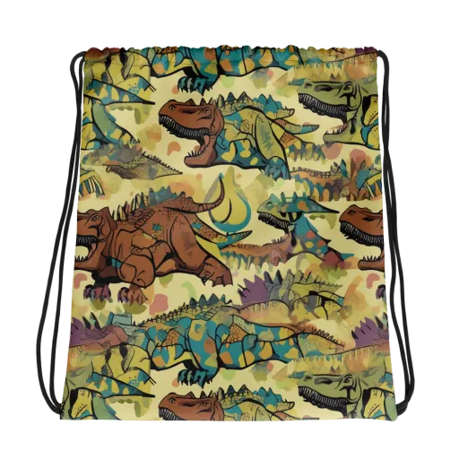 Dino Dreamscape on a Drawstring Bag