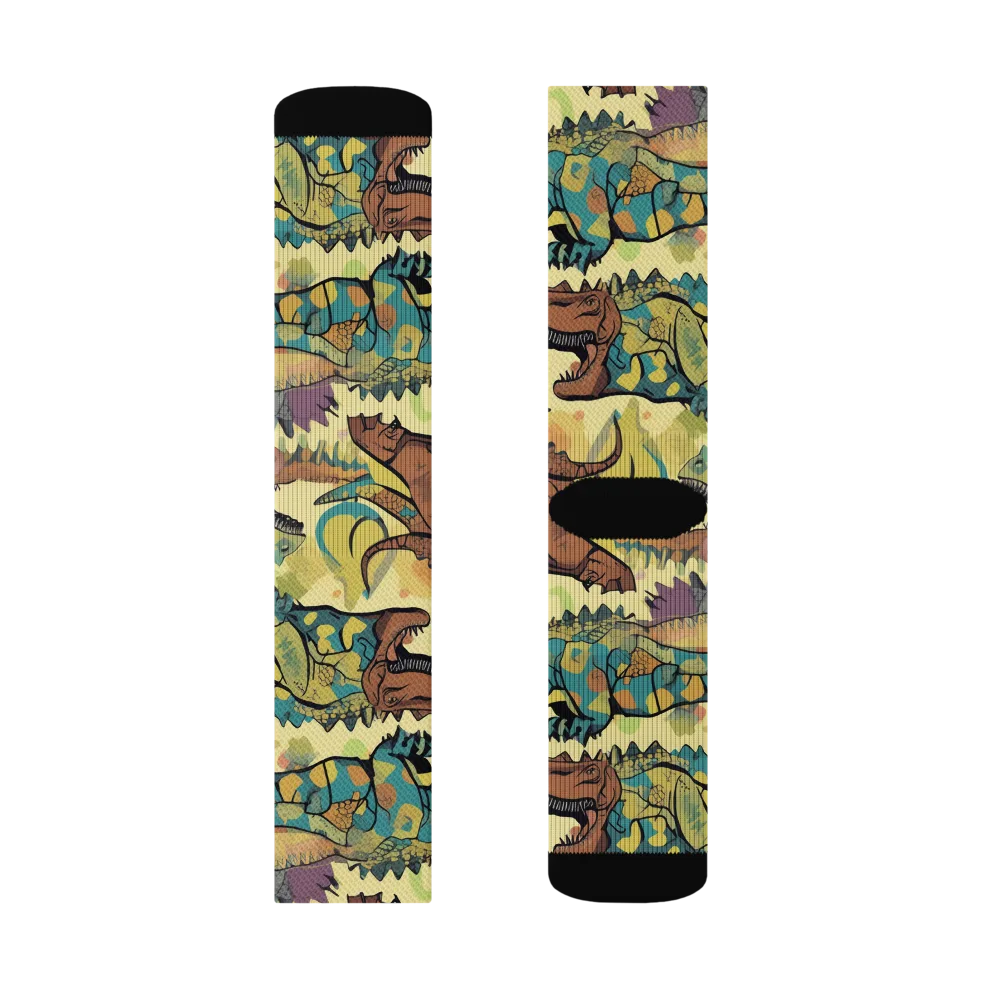 Dino Dreamscape on Socks — Left Sock