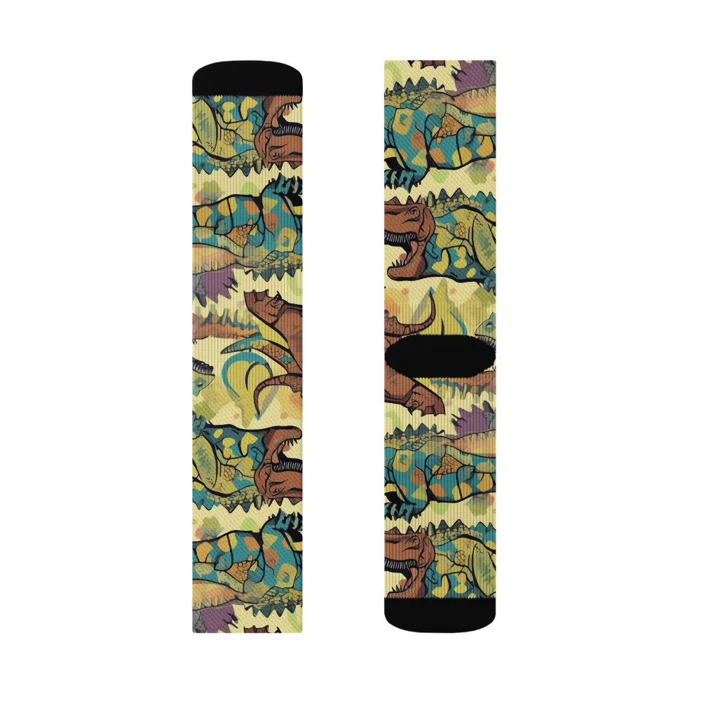 Dino Dreamscape on Socks — Right Sock