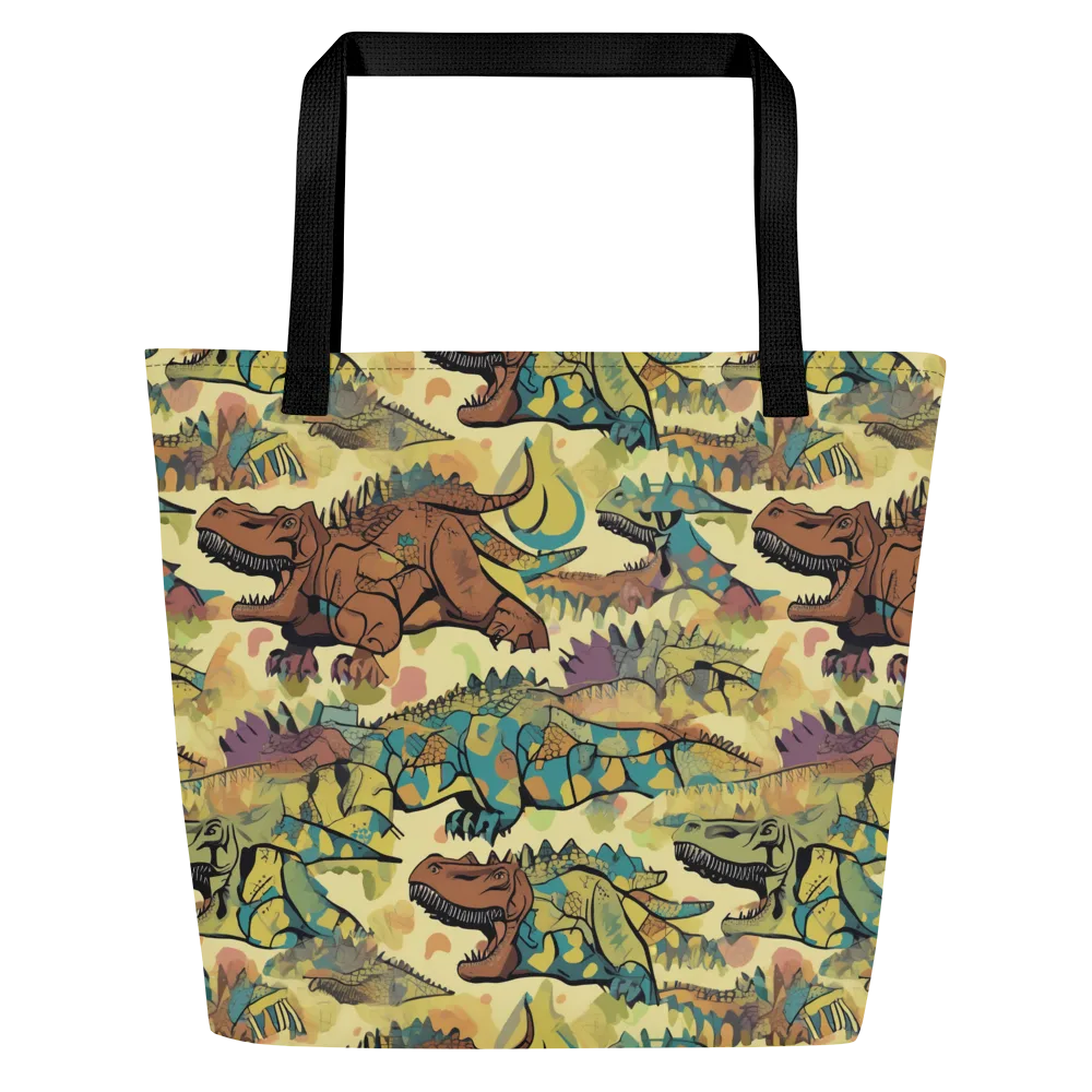 Dino Dreamscape on Large Tote Bag W/ Pocket — Front