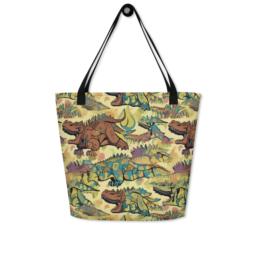 Dino Dreamscape on Large Tote Bag W/ Pocket — Front
