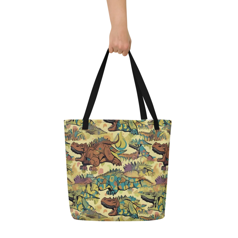 Dino Dreamscape on Large Tote Bag W/ Pocket — Front