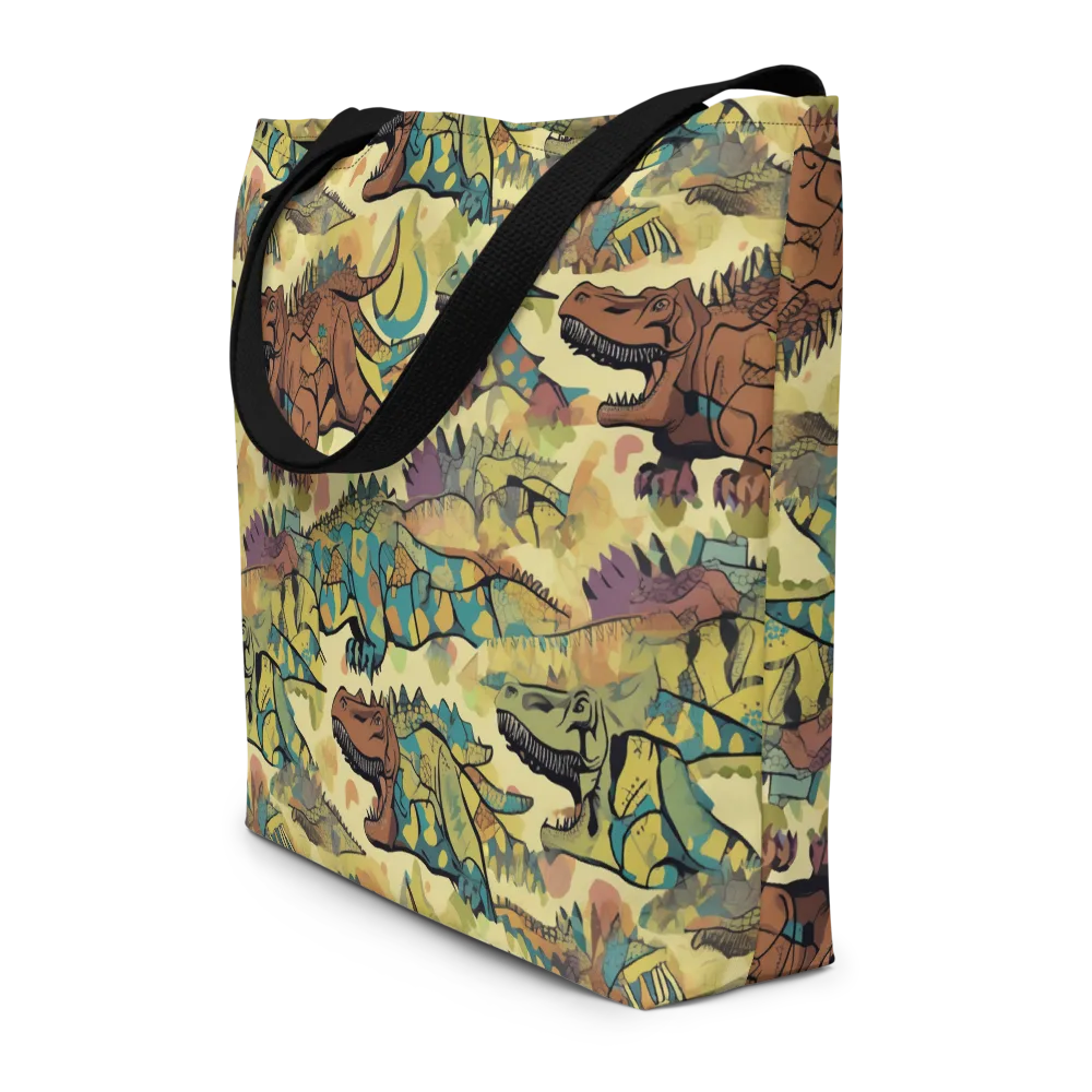 Dino Dreamscape on Large Tote Bag W/ Pocket — Front