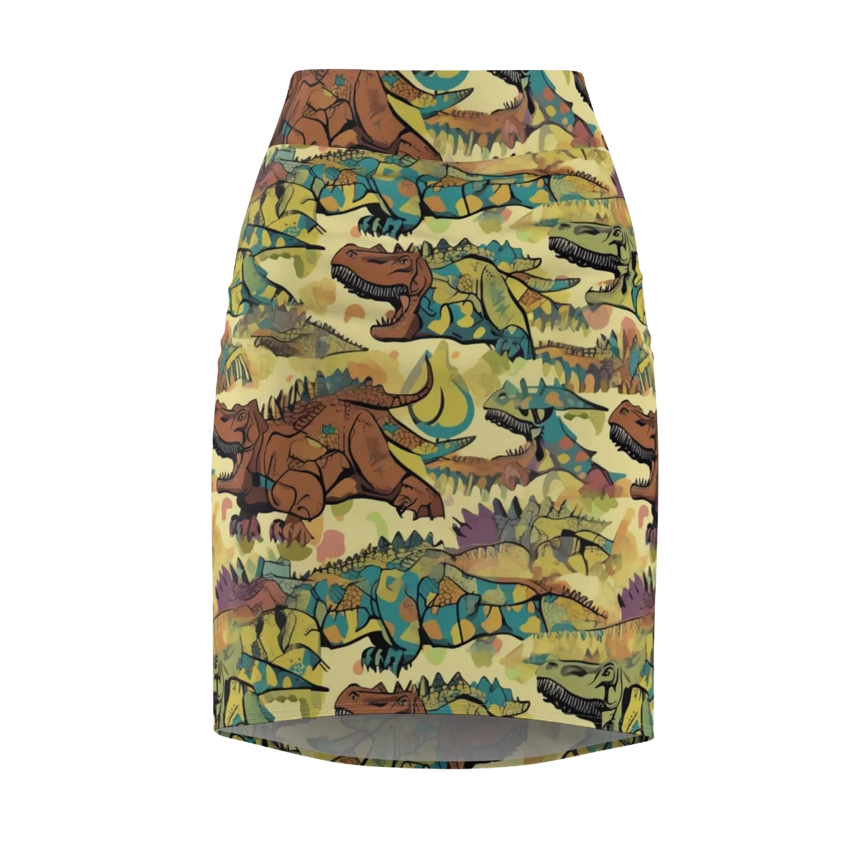 Dino Dreamscape on Pencil Skirt — Front