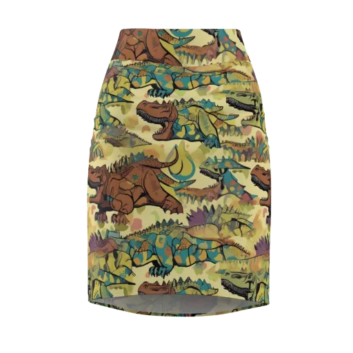 Dino Dreamscape on a Pencil Skirt