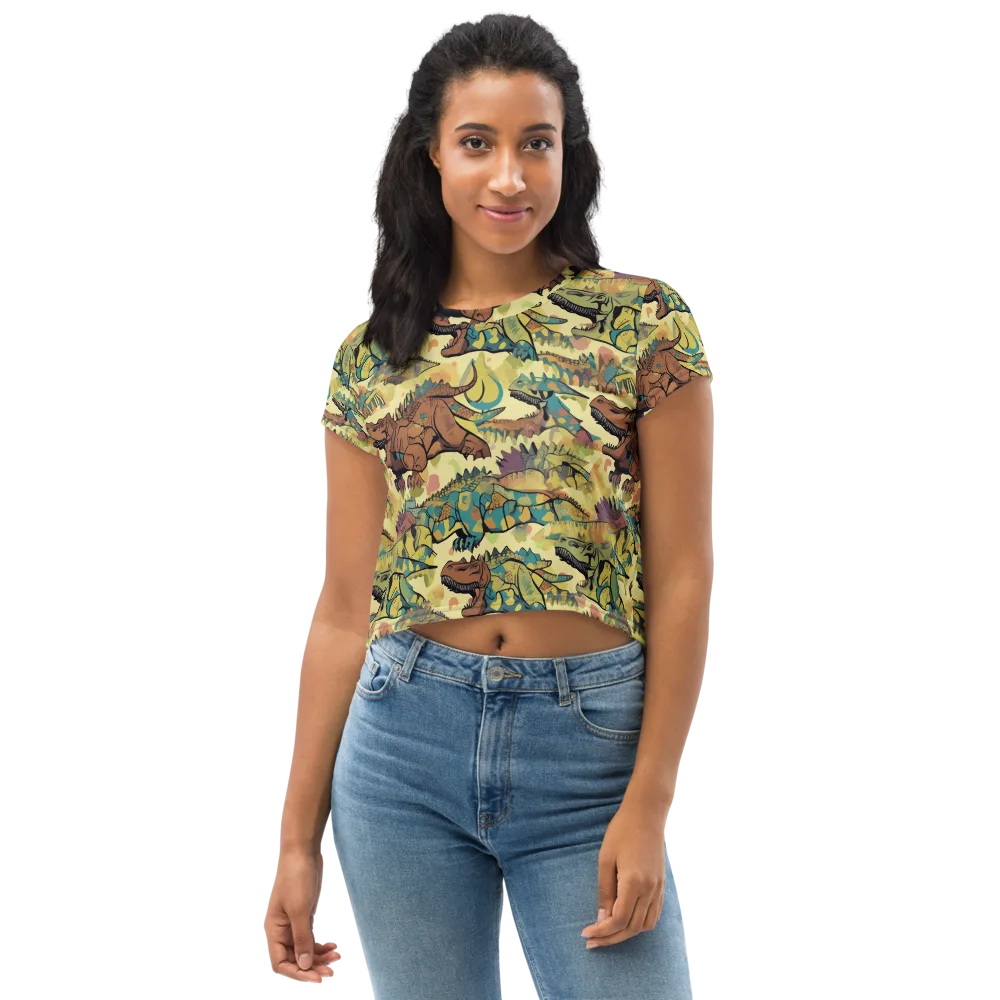 Dino Dreamscape on Crop Tee — Front