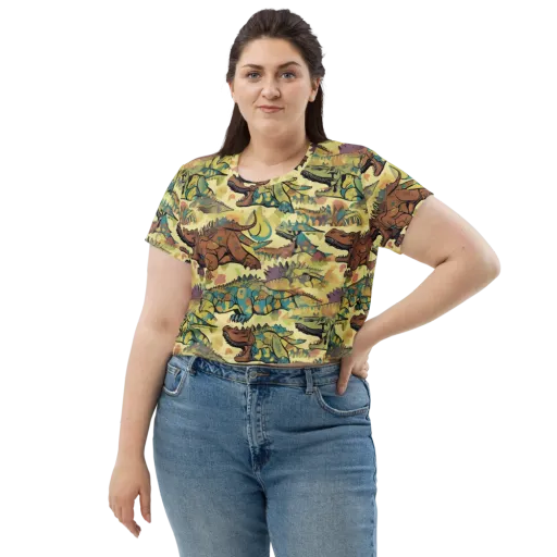 Dino Dreamscape on a Crop Tee