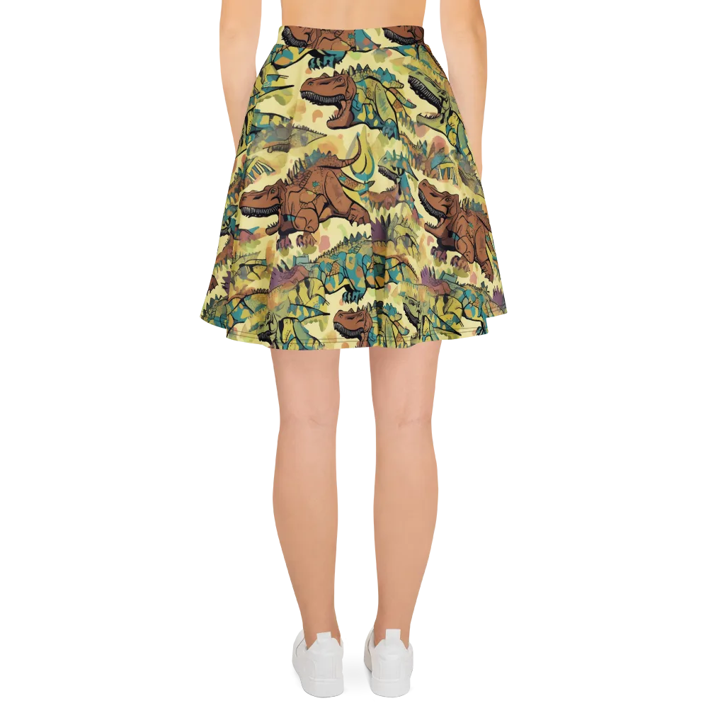 Dino Dreamscape on Skater Skirt — Back