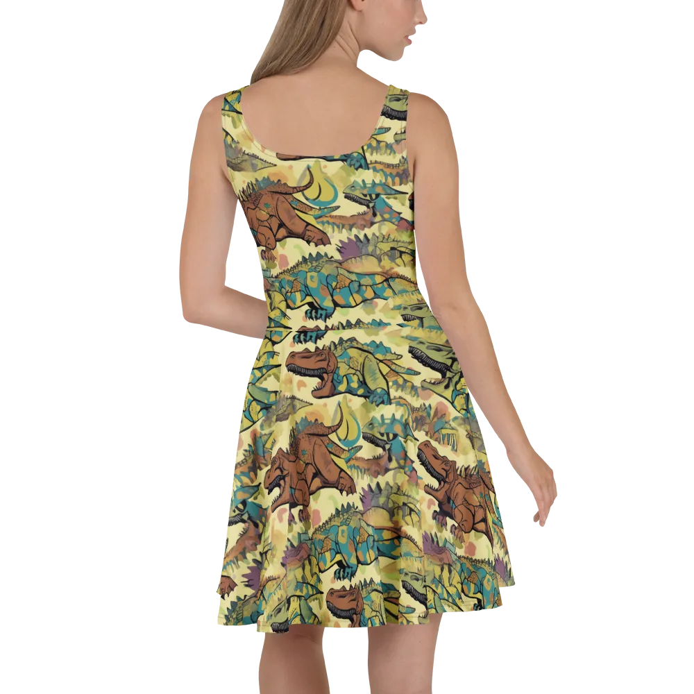 Dino Dreamscape on Skater Dress — Back